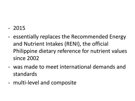 Philippine Dietary Reference Intakes (PDRI) .